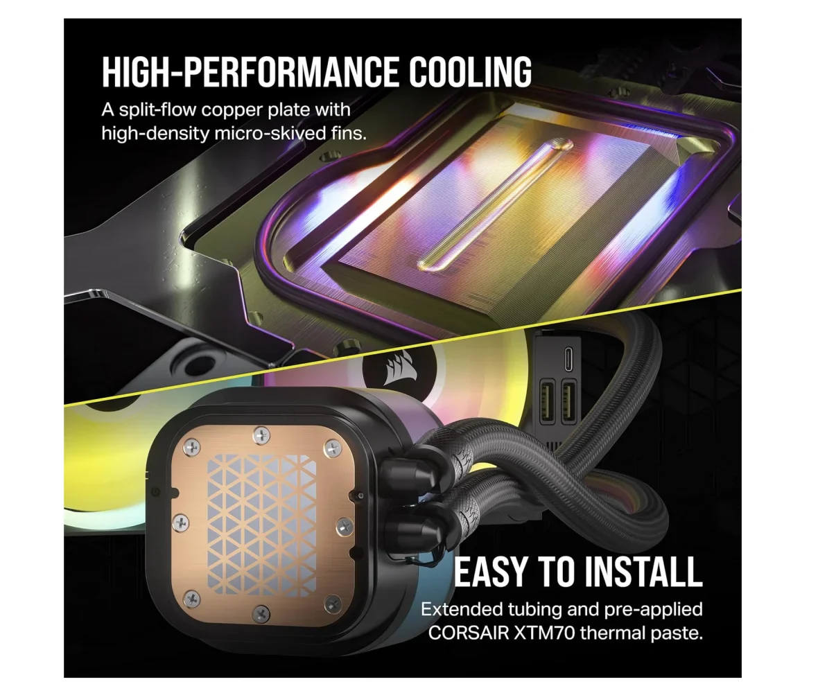 CORSAIR iCUE LINK H100i LCD Liquid CPU Cooler - 2.1" IPS LCD Screen - Image 5