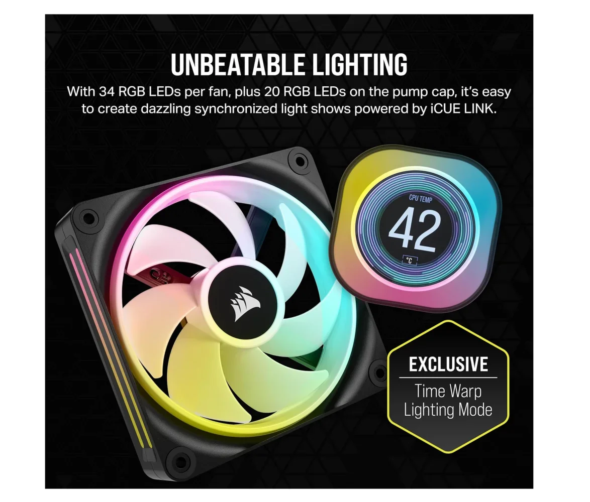 CORSAIR iCUE LINK H100i LCD Liquid CPU Cooler - 2.1" IPS LCD Screen - Image 6