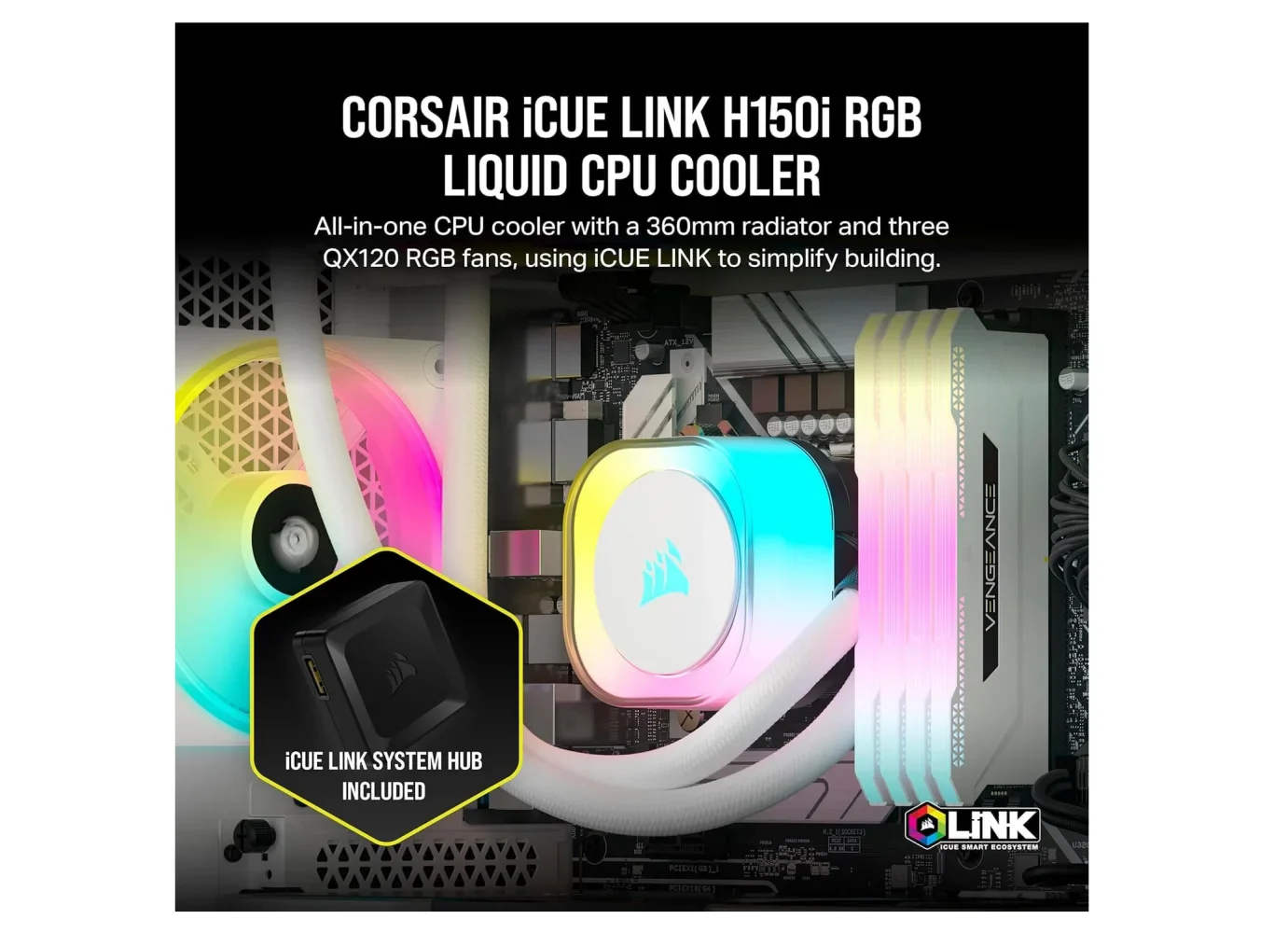 Corsair iCUE Link H150i RGB 360mm Liquid CPU Cooler - Image 7