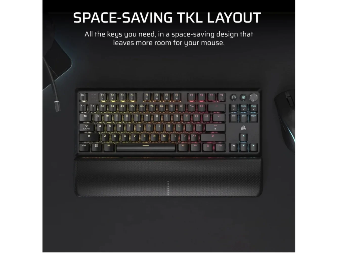 Corsair K70 CORE TKL RGB Wireless Mechanical Gaming Keyboard - MLX Red Switch - Image 9