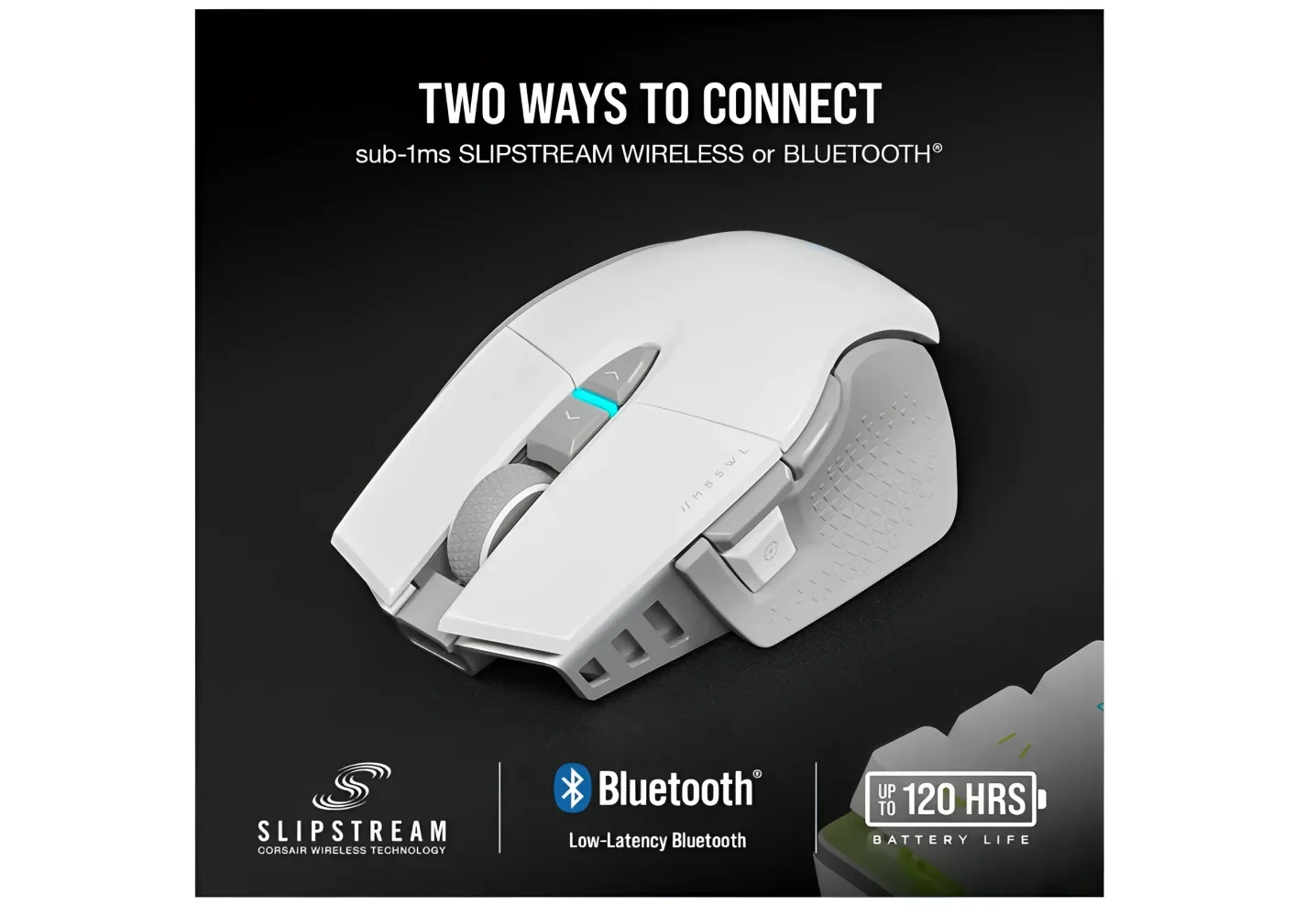 Corsair M65 RGB ULTRA Optical Silver Alu Wireless Gaming Mouse - White - Image 3