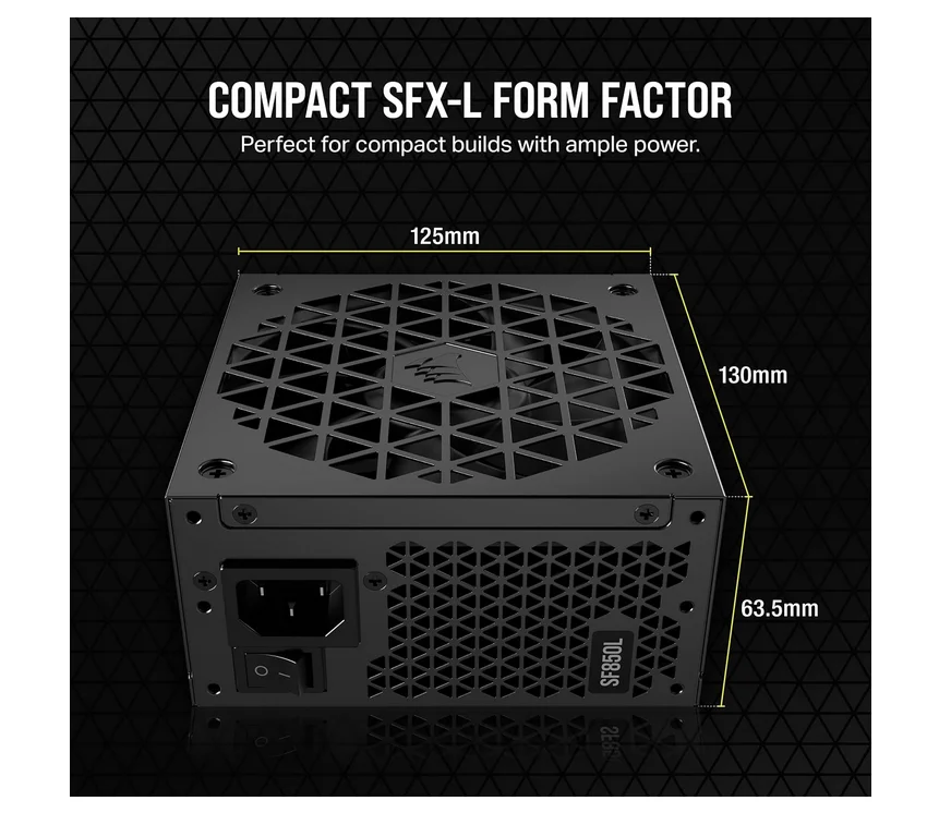 CORSAIR SF850L 850W Fully Modular Low-Noise Gold 80+ SFX Power Supply - Image 5