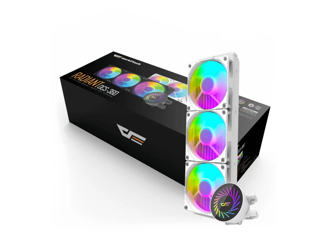 DarkFlash Radiant DCS360 360mm ARGB Liquid CPU Cooler - White - Image 5