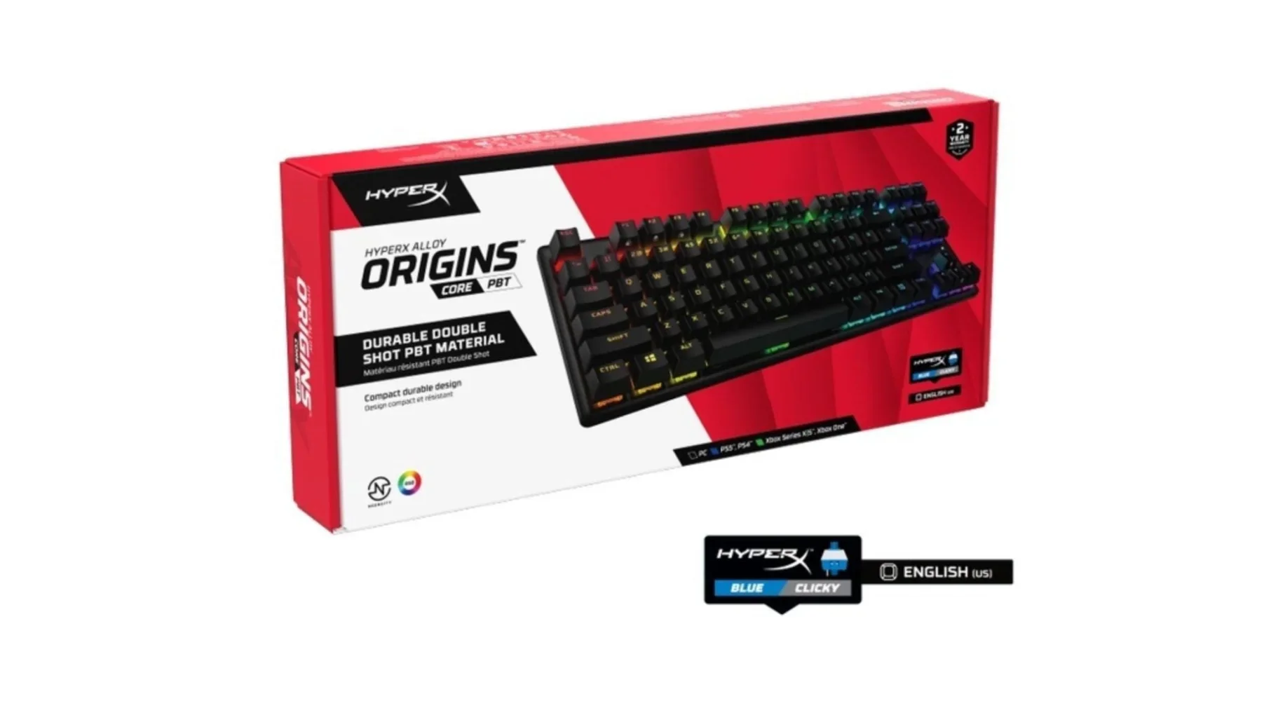 HyperX Alloy Origins Core PBT Mechanical Gaming Keyboard - Blue Clicky Switches - Image 4